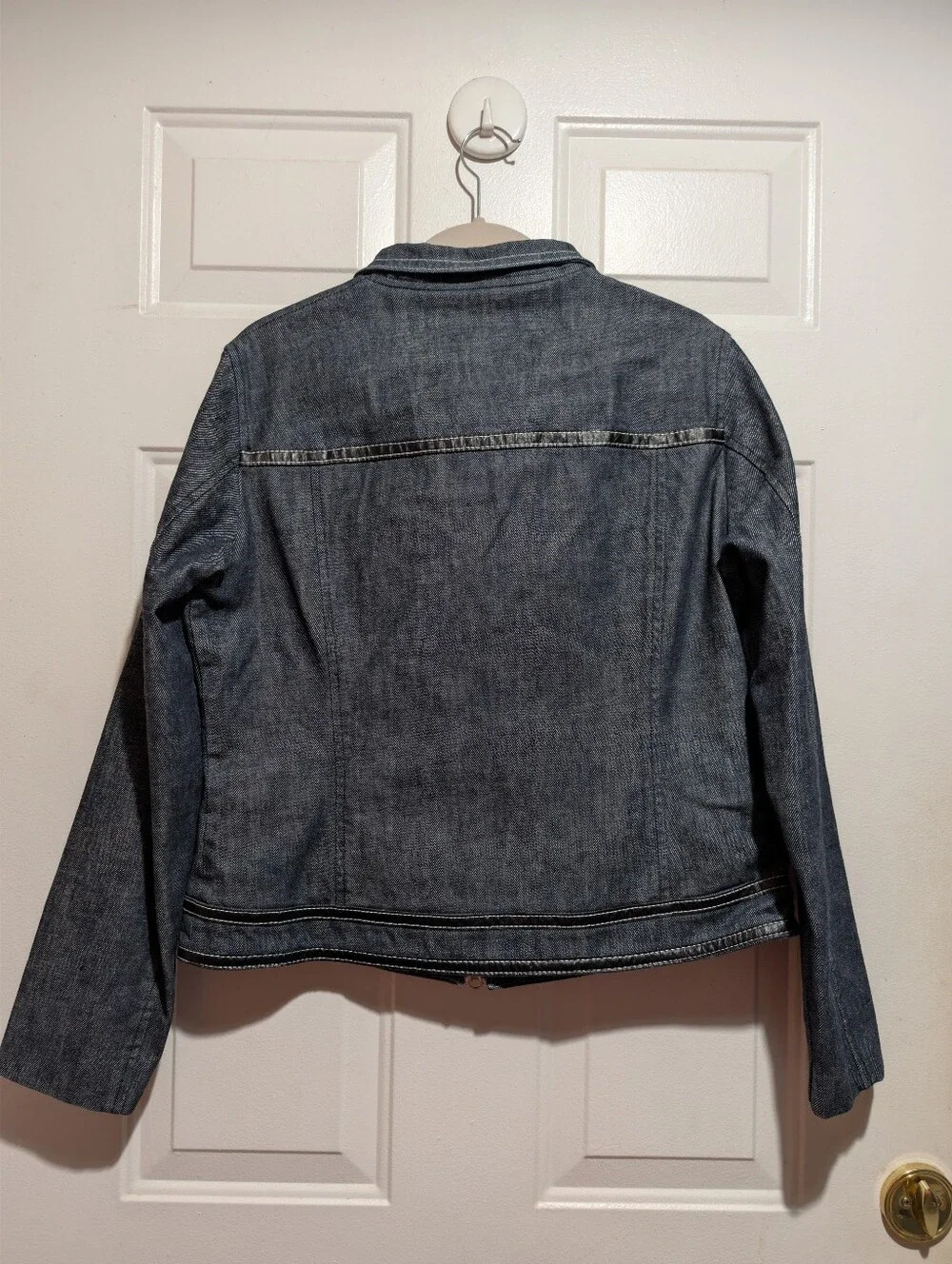 Michael Kors Denim Leather Trim Jacket Skirt Set Size L 12